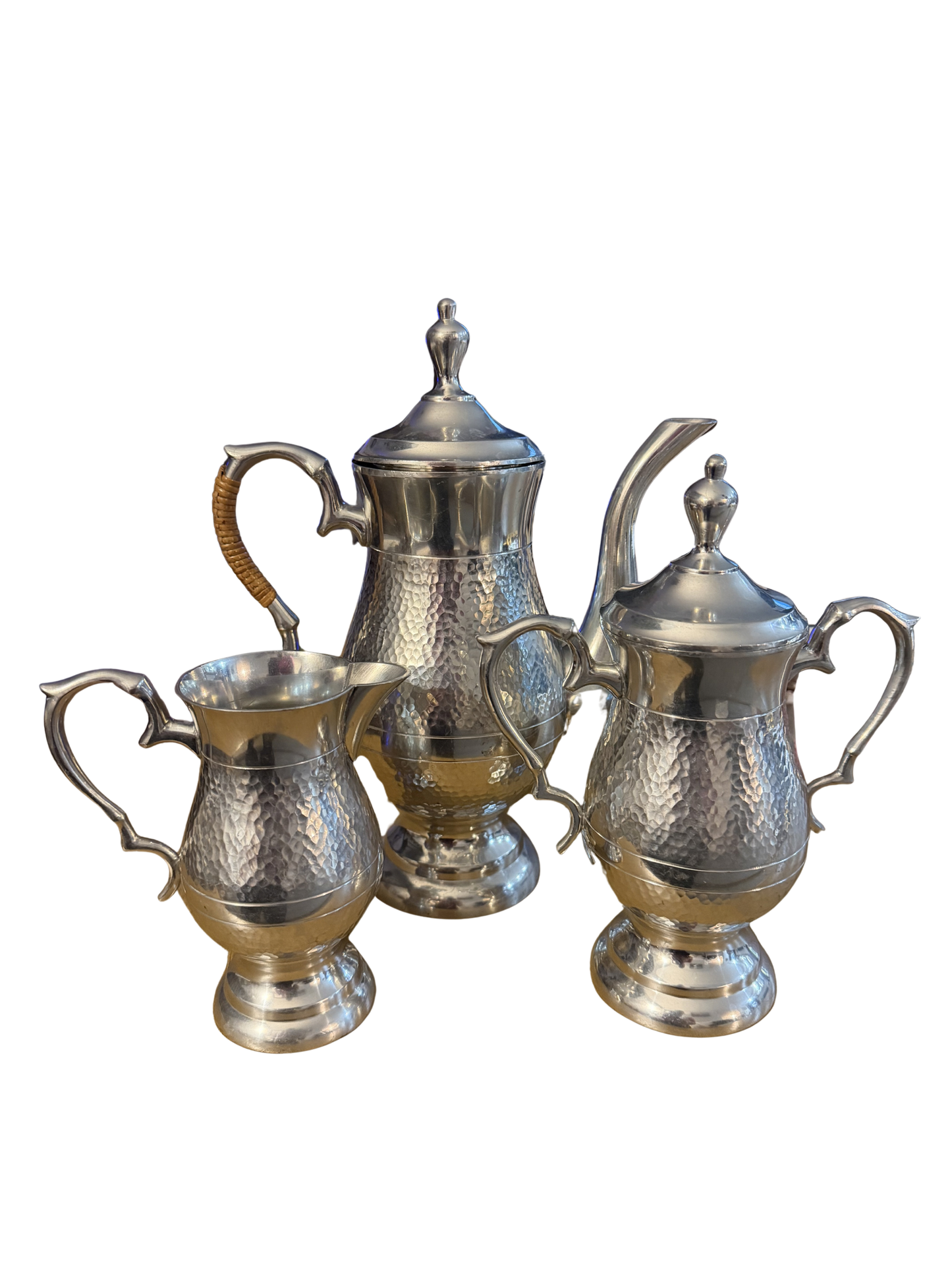 Vintage Hammered Pewter Tea Set by Pura – 3 Piece