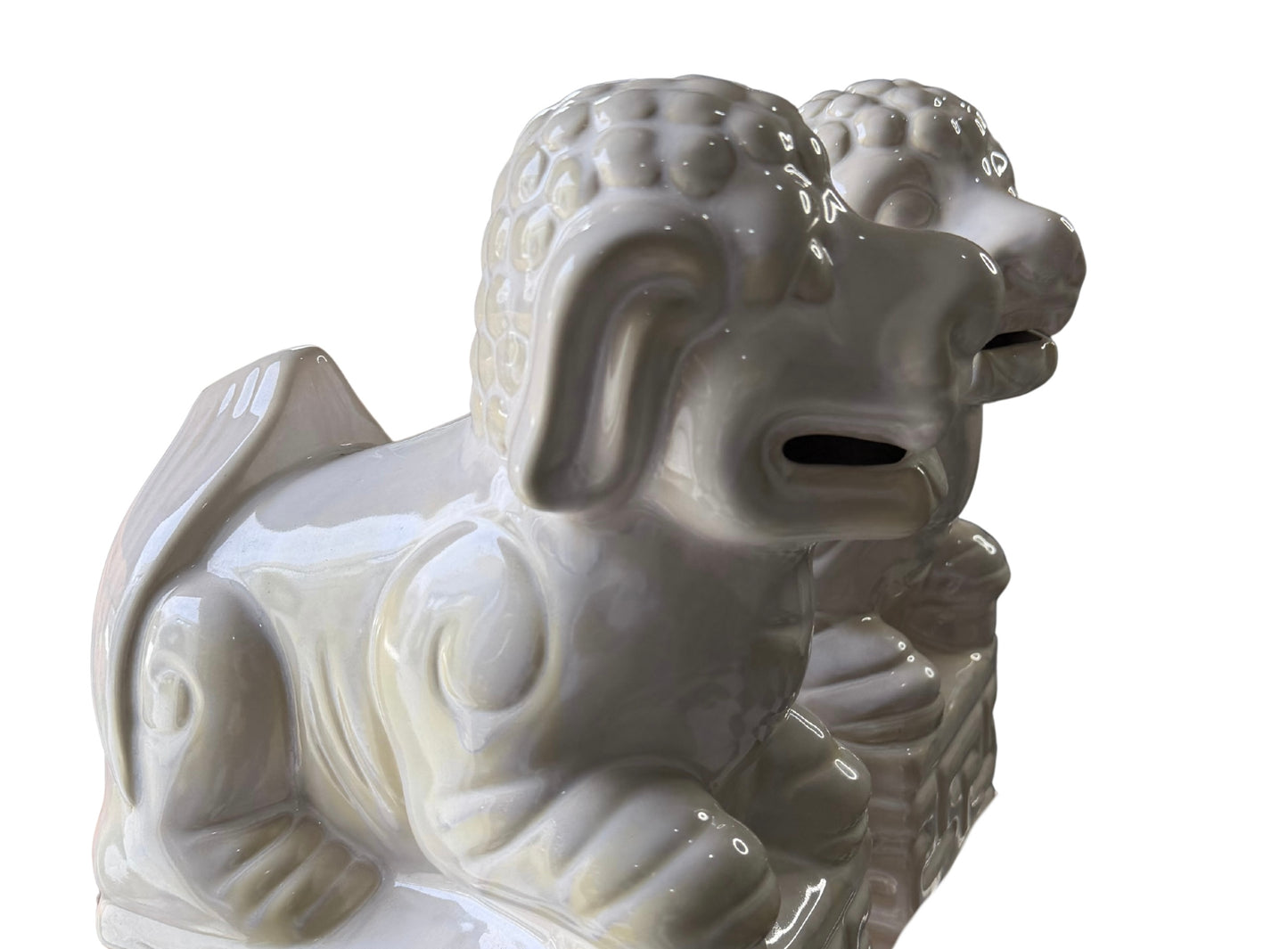 Large Glazed Ceramic Foo Dogs – Pair