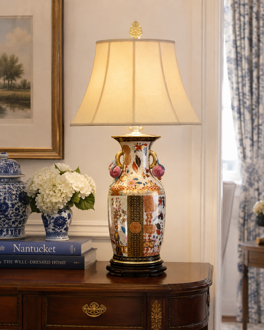 Imari-Style Hand-Painted Porcelain Table Lamp