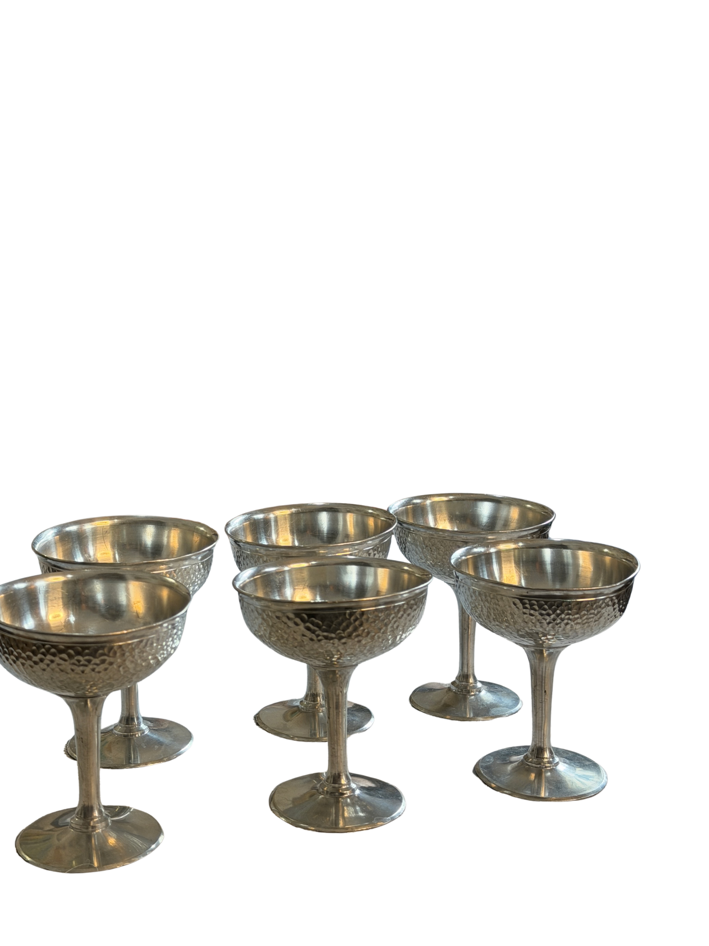 Vintage Hammered Pewter Goblets – Set of 6