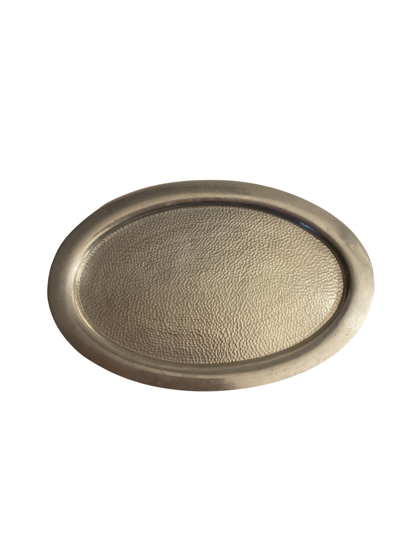 Vintage Hammered Pewter Oval Tray – 17"