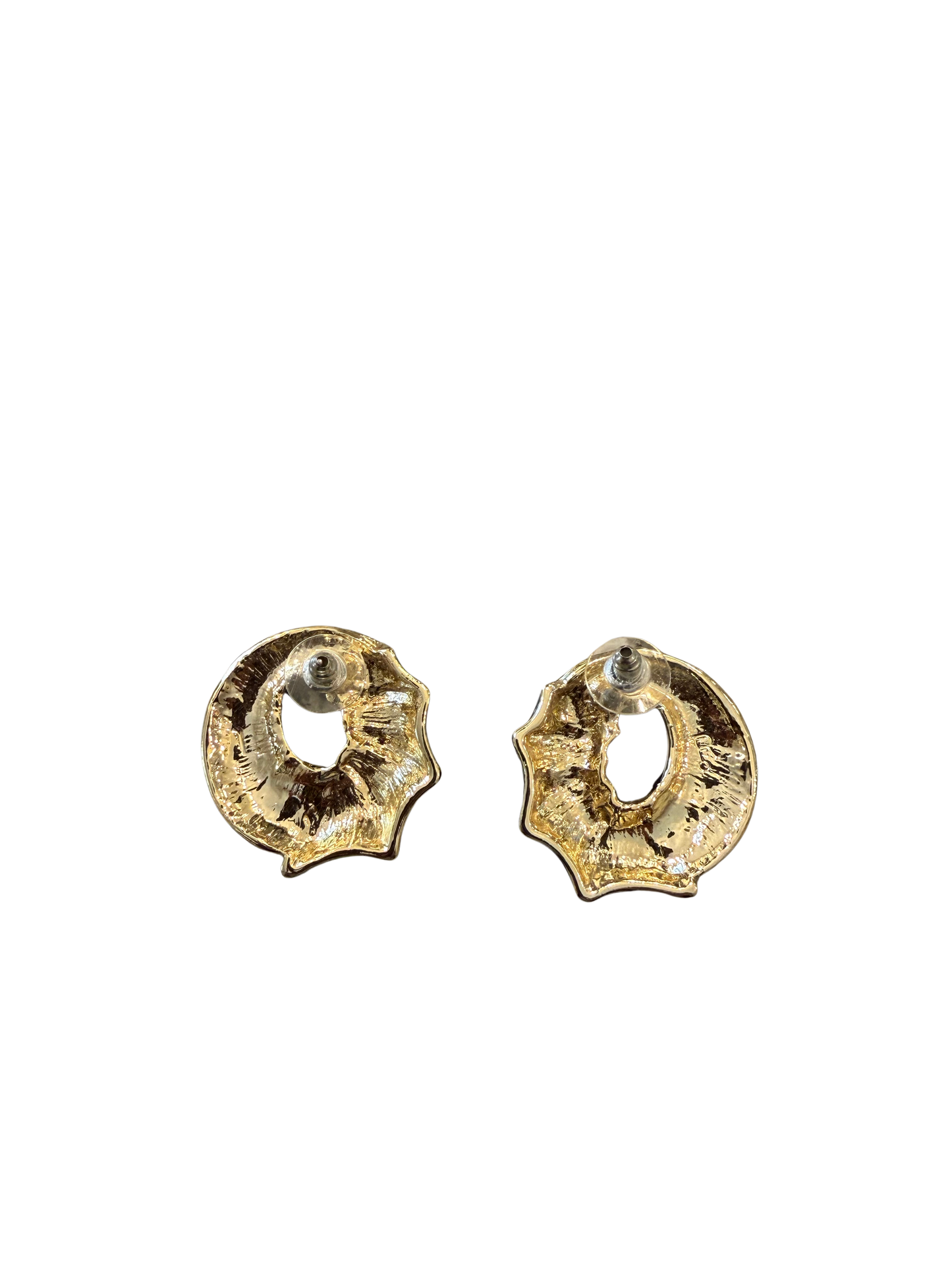 Vintage Black & Ivory Enamel Swirl Post Earrings