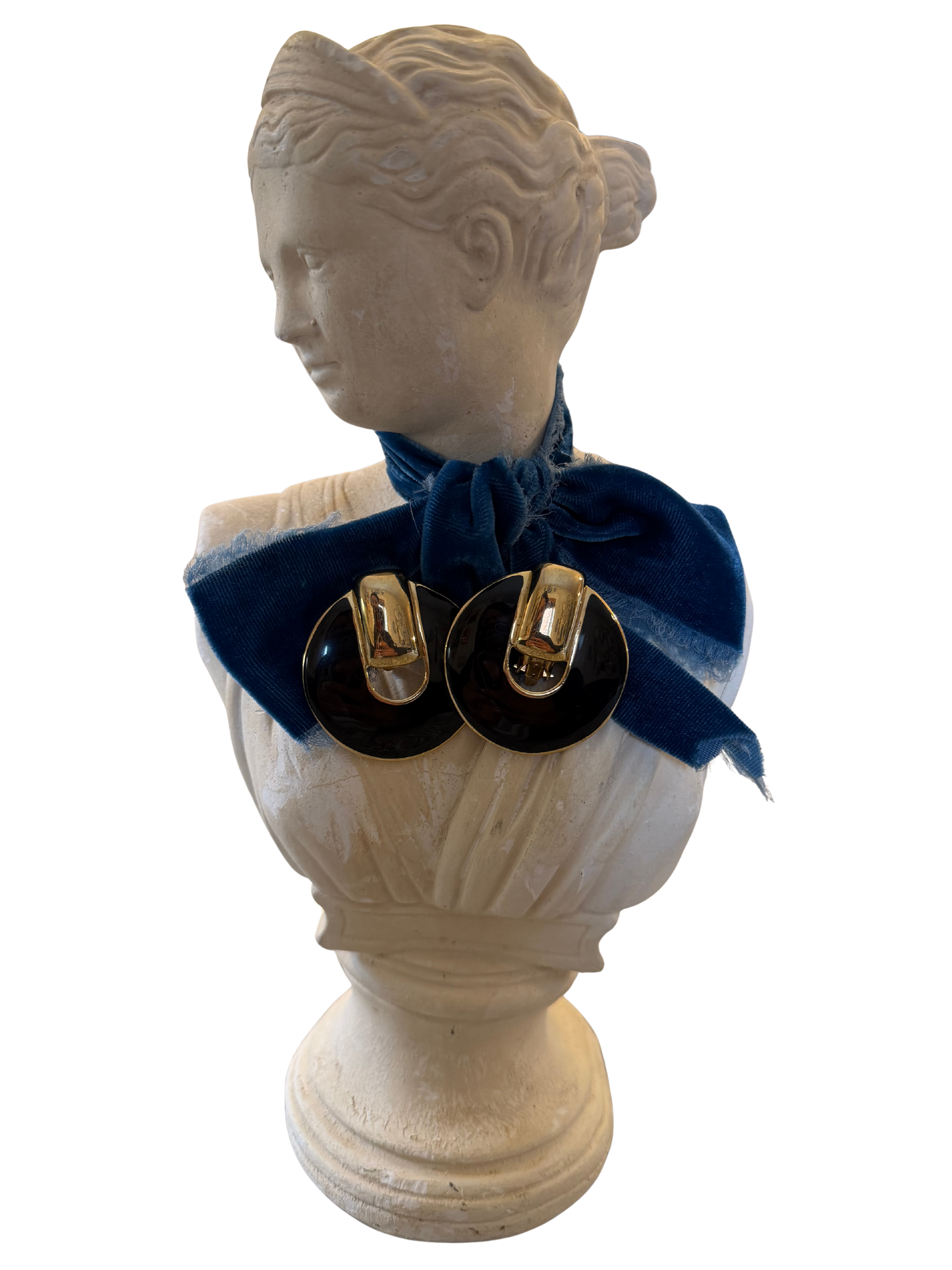 Vintage Black & Gold Sculptural Clip-On Earrings