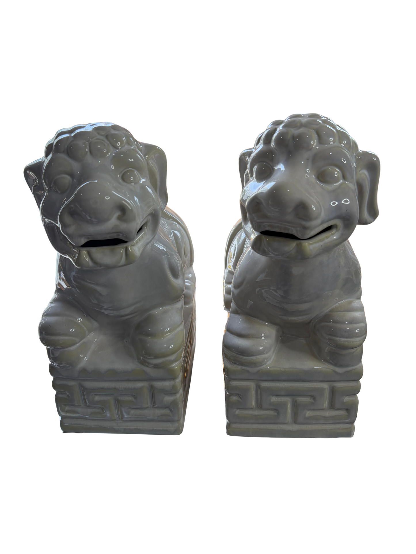 Large Glazed Ceramic Foo Dogs – Pair
