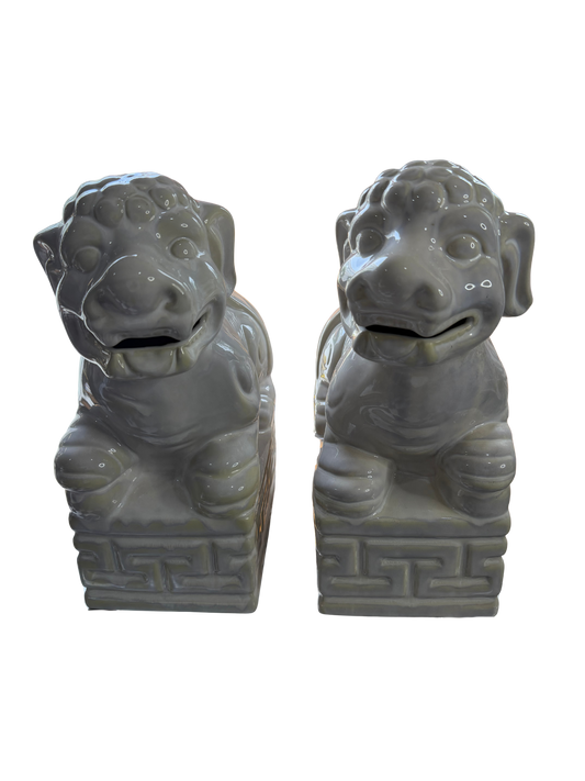 Large Glazed Ceramic Foo Dogs – Pair