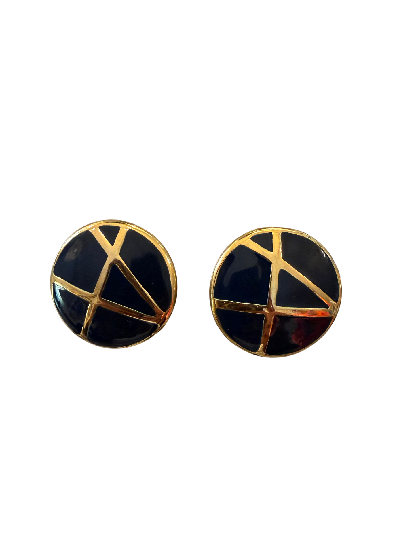 Vintage Black & Gold Geometric Statement Earrings