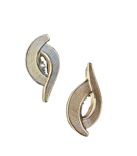Vintage Monet Gold Textured Clip-On Earrings