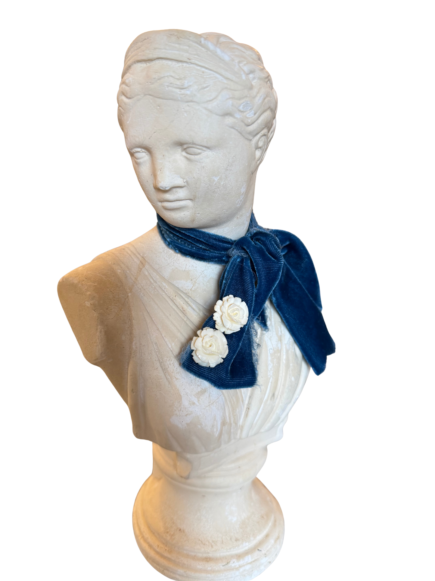 Vintage Carved Rose Clip-On Earrings