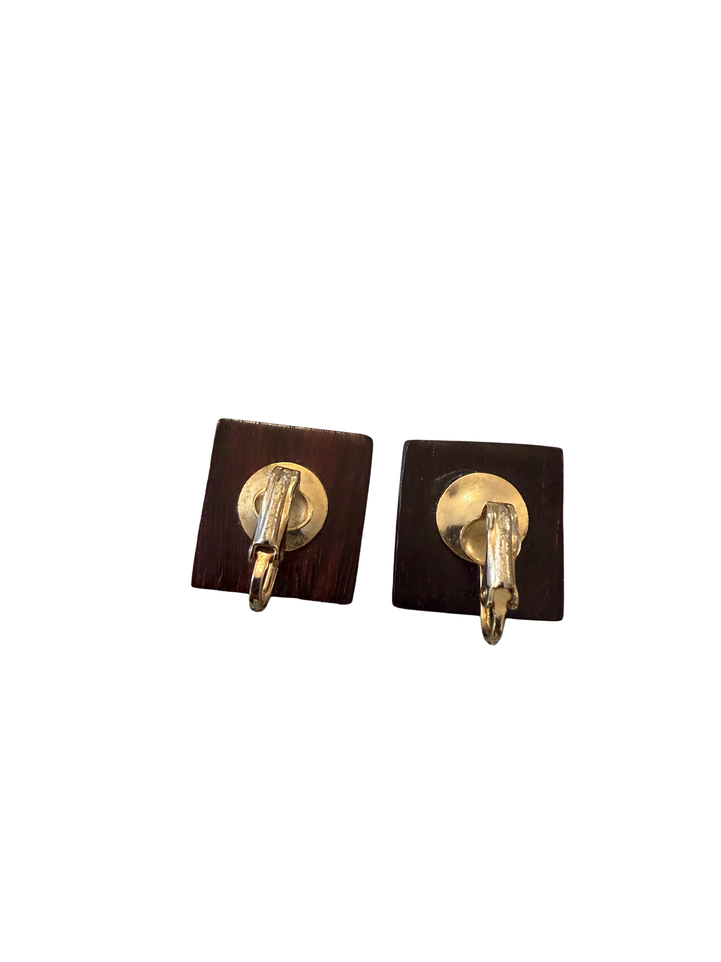 Vintage Wood Statement Clip-On Earrings