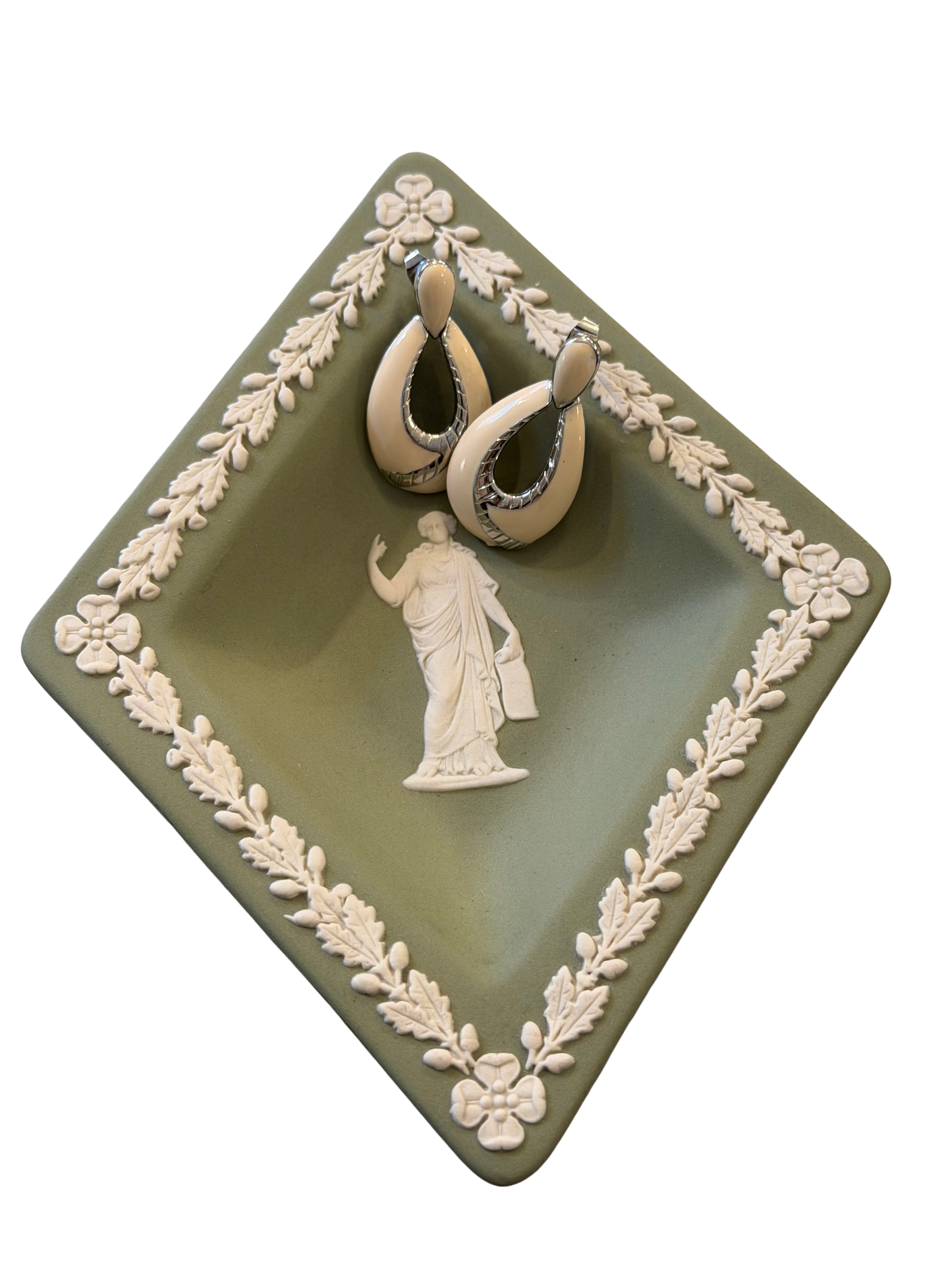 Vintage Ivory & Silver Teardrop Earrings