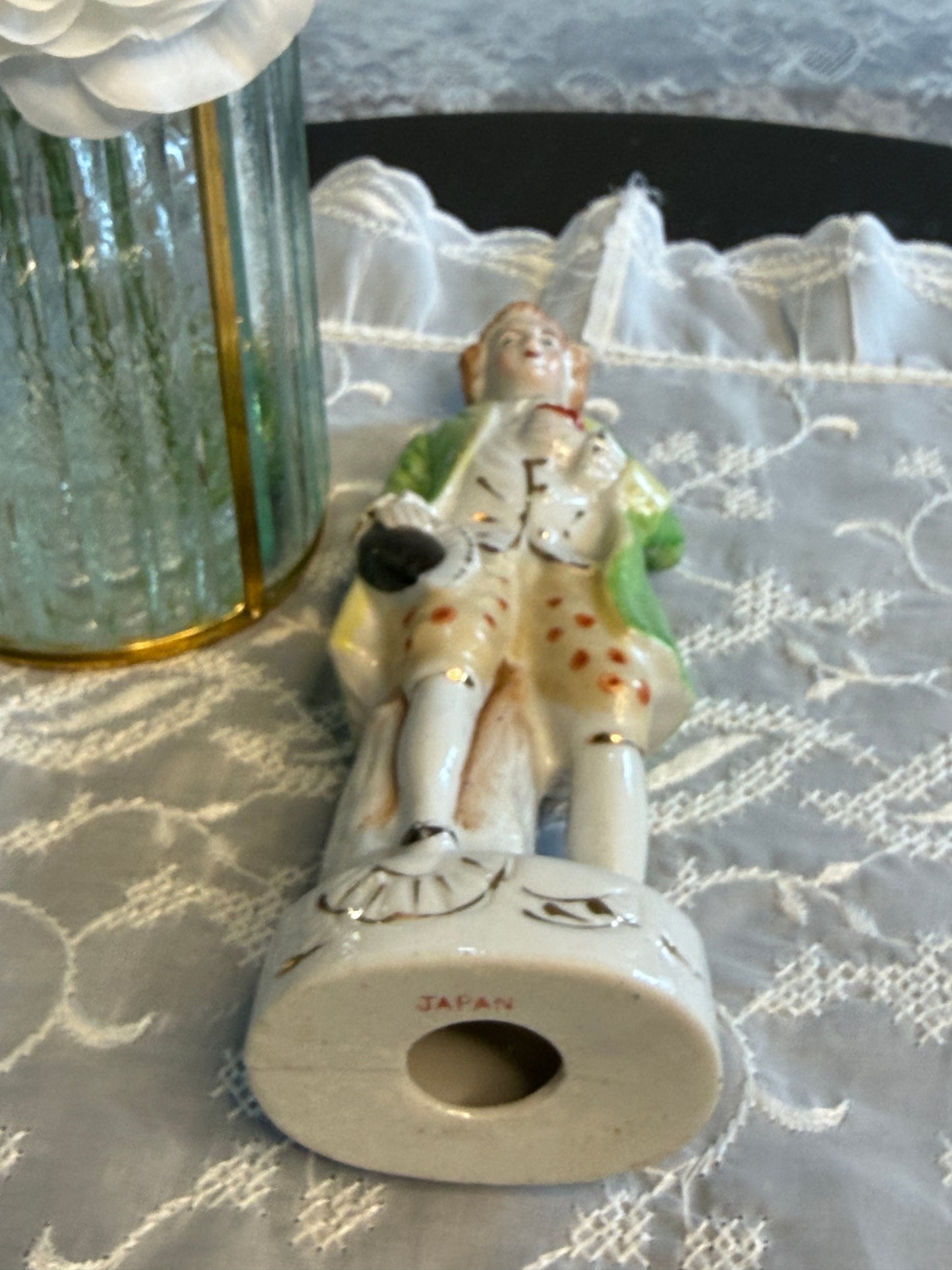 Vintage Porcelain Gentleman Figurine | Hand Painted Japan | 8.25" Romantic European Style Statue