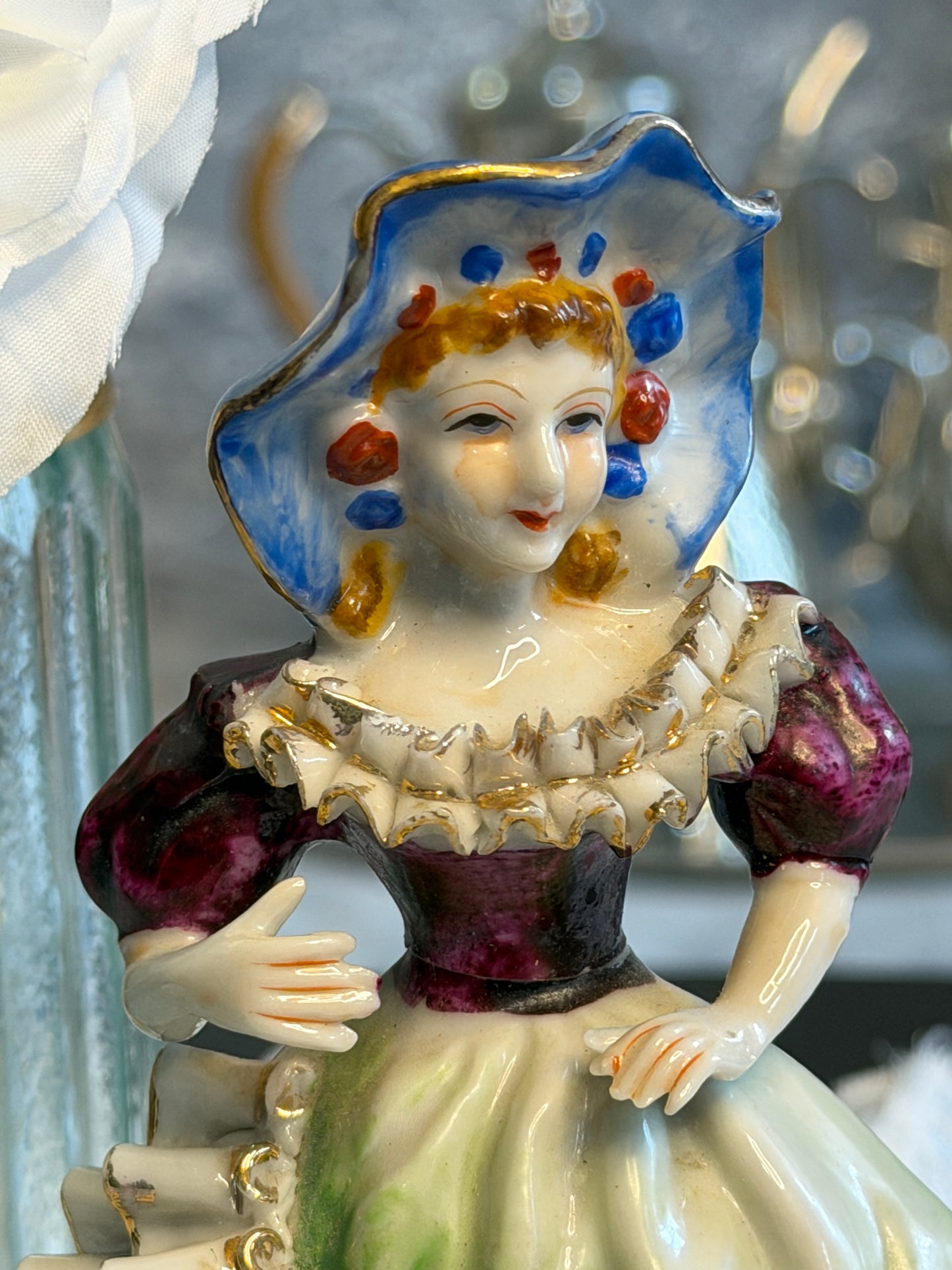 Vintage Porcelain Lady Figurine | Made in Occupied Japan | 6.5" Victorian Style Collectible