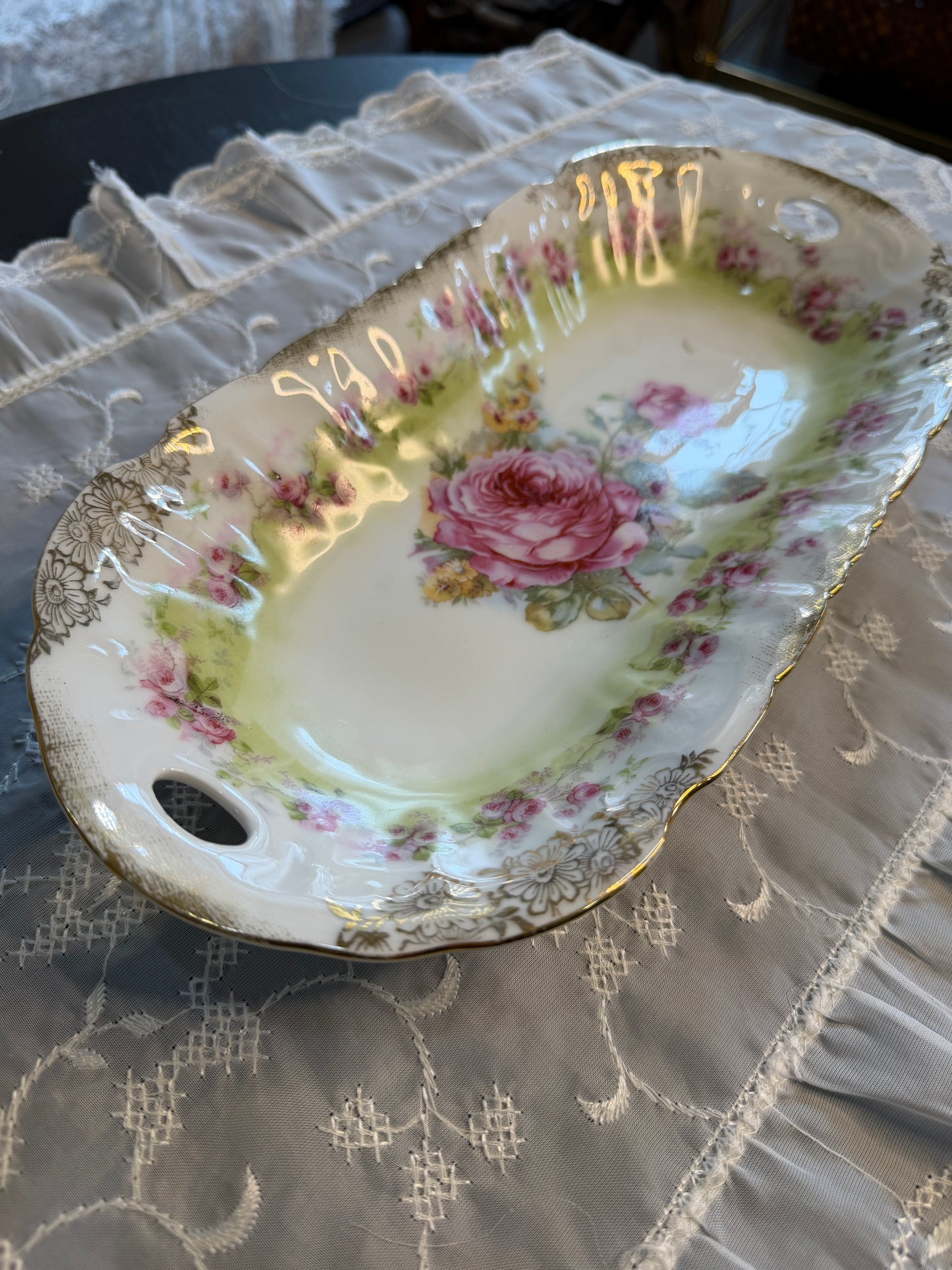 Vintage Floral Porcelain Serving Dish