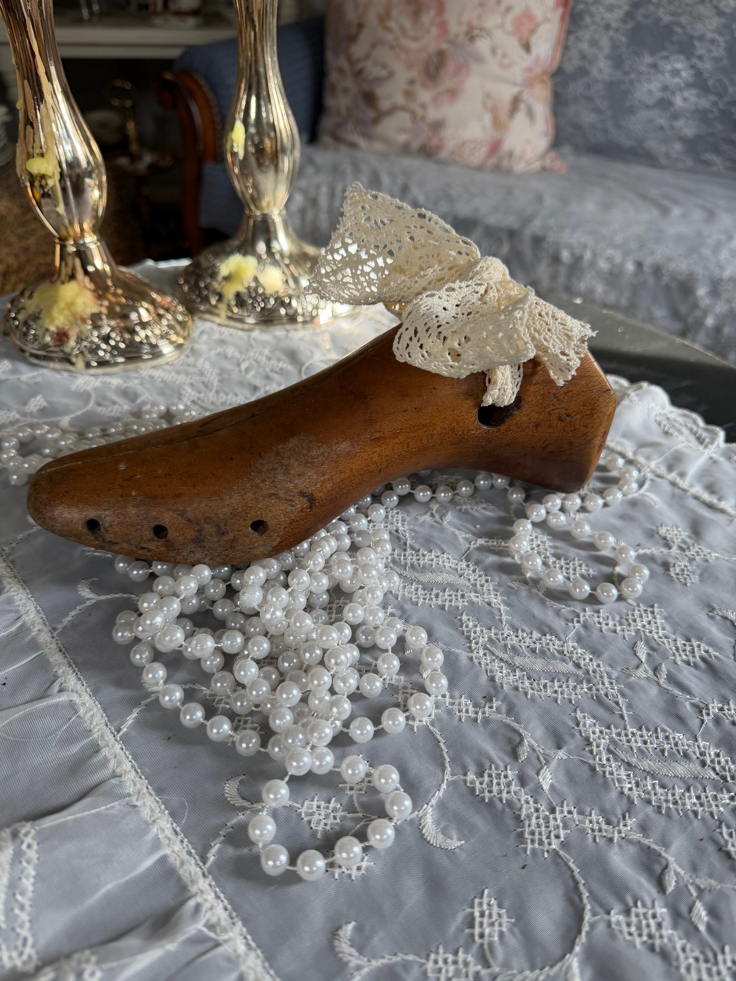 Vintage Wooden Shoe Form (9" Tall)