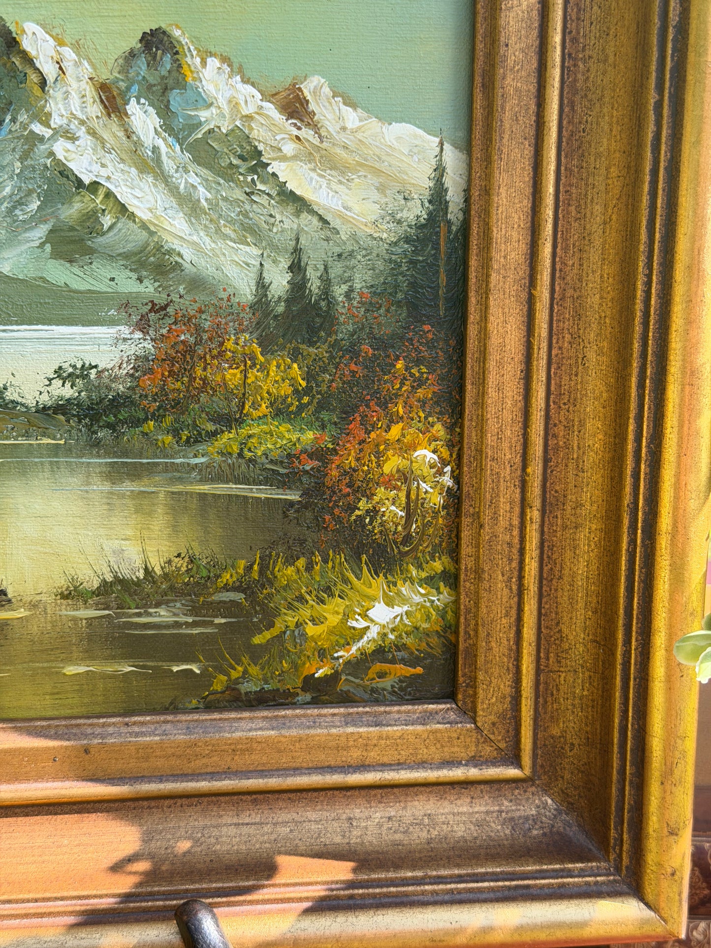 Vintage Oil on Board Alpine Mountain Landscape Painting