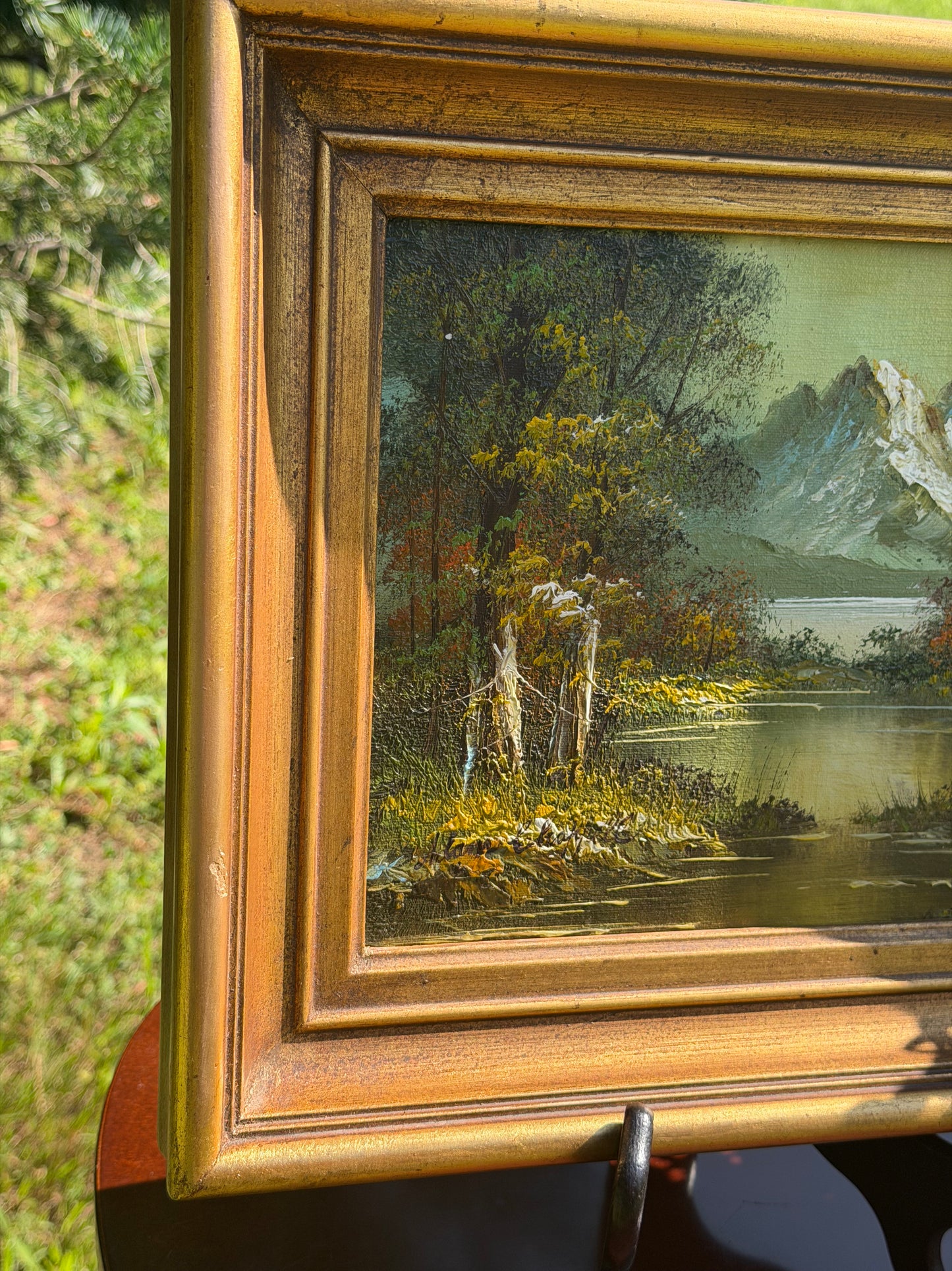 Vintage Oil on Board Alpine Mountain Landscape Painting