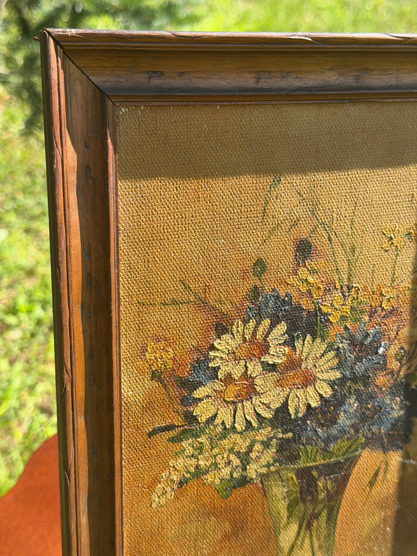 Vintage Painting – Daisy & Wildflower Bouquet Still Life