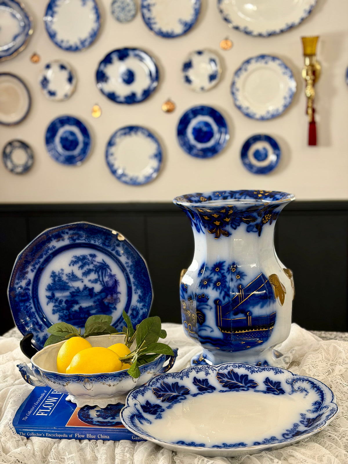 Antique Flow Blue Plate — Tonquin Pattern | 10.5" | As-Found