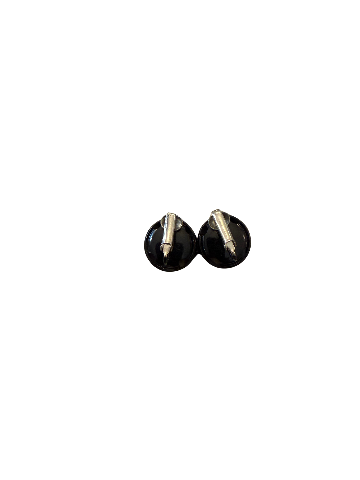 Vintage Black Cabochon Clip-On Earrings
