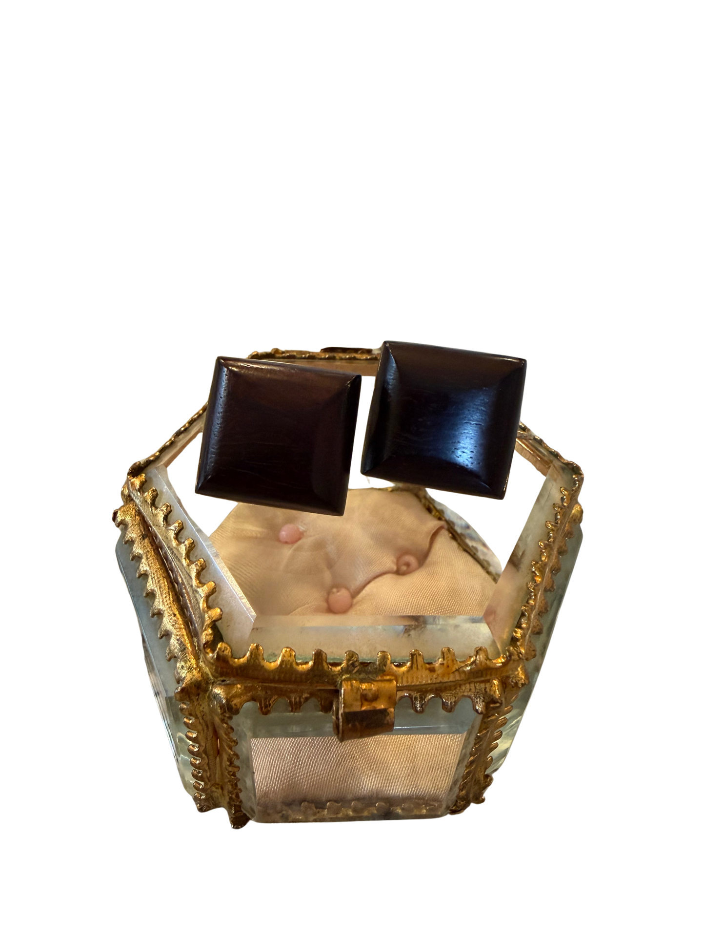 Vintage Wood Statement Clip-On Earrings