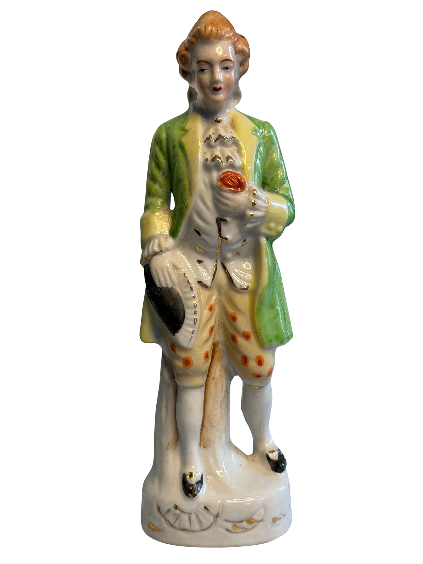 Vintage Porcelain Gentleman Figurine | Hand Painted Japan | 8.25" Romantic European Style Statue