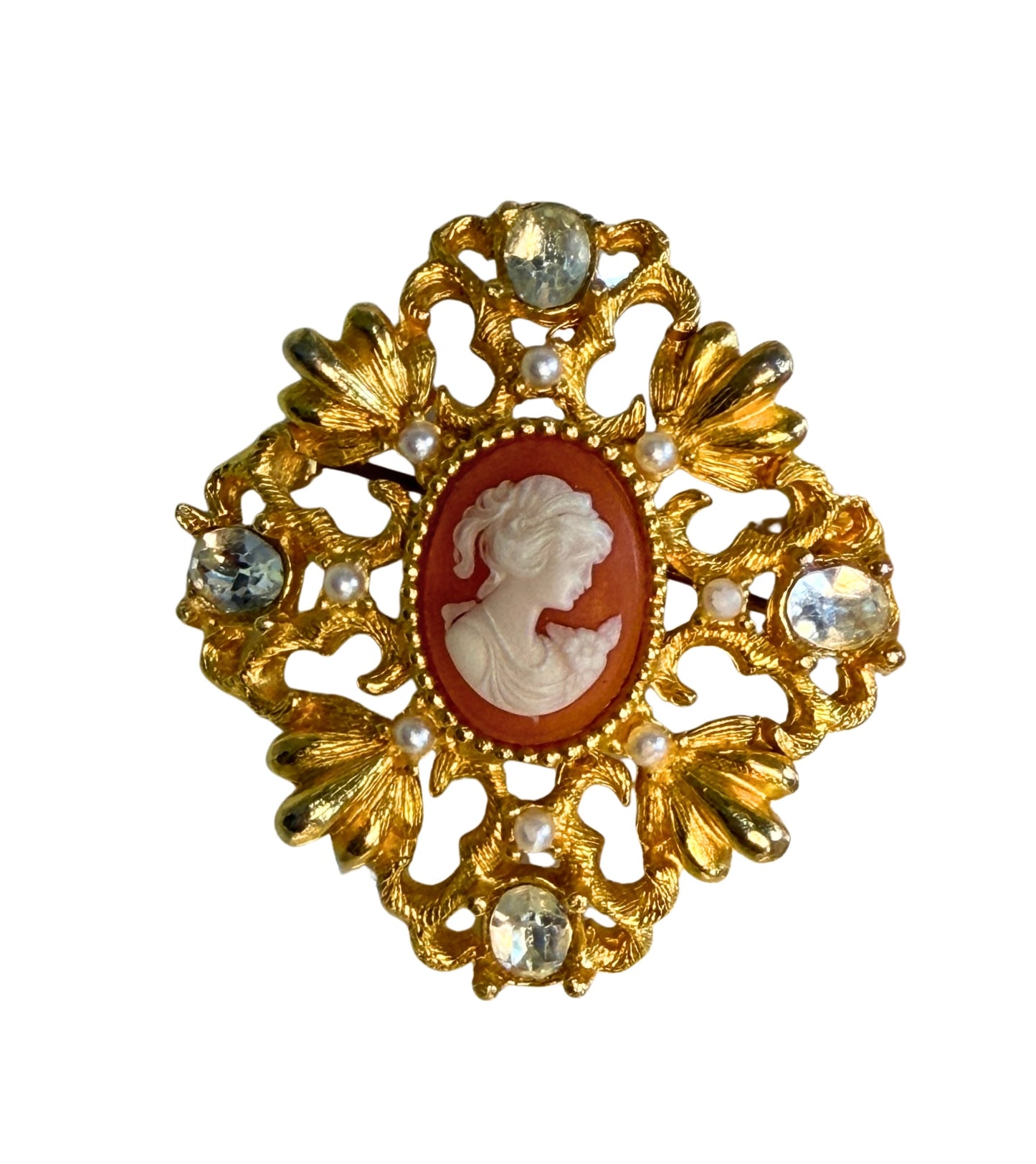 Vintage Gerard Yosca Cameo Brooch – Signed Designer Pin