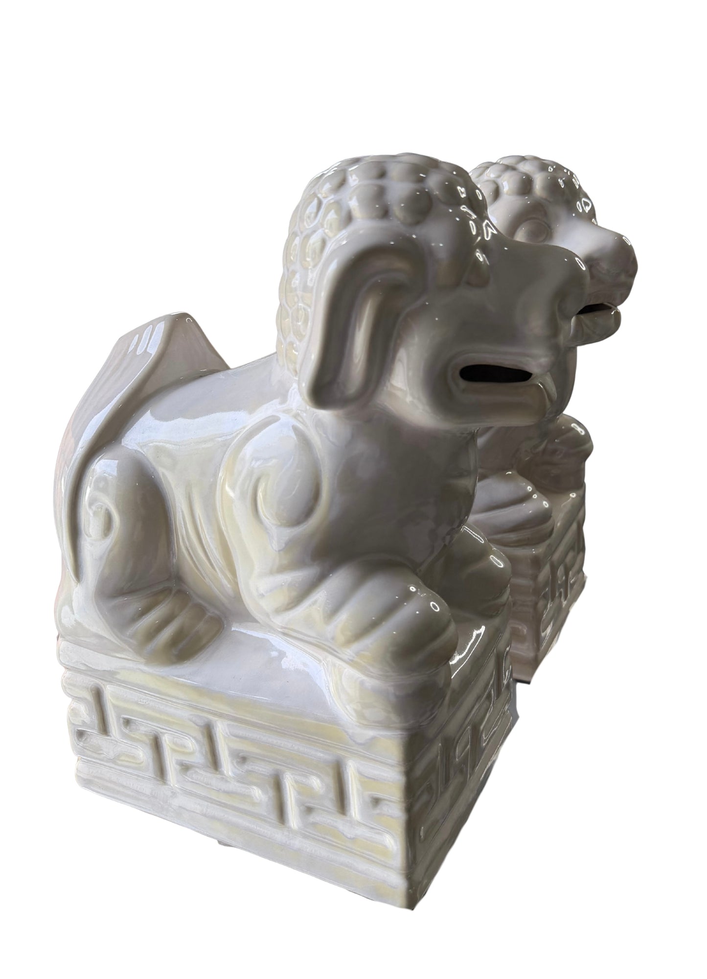 Large Glazed Ceramic Foo Dogs – Pair