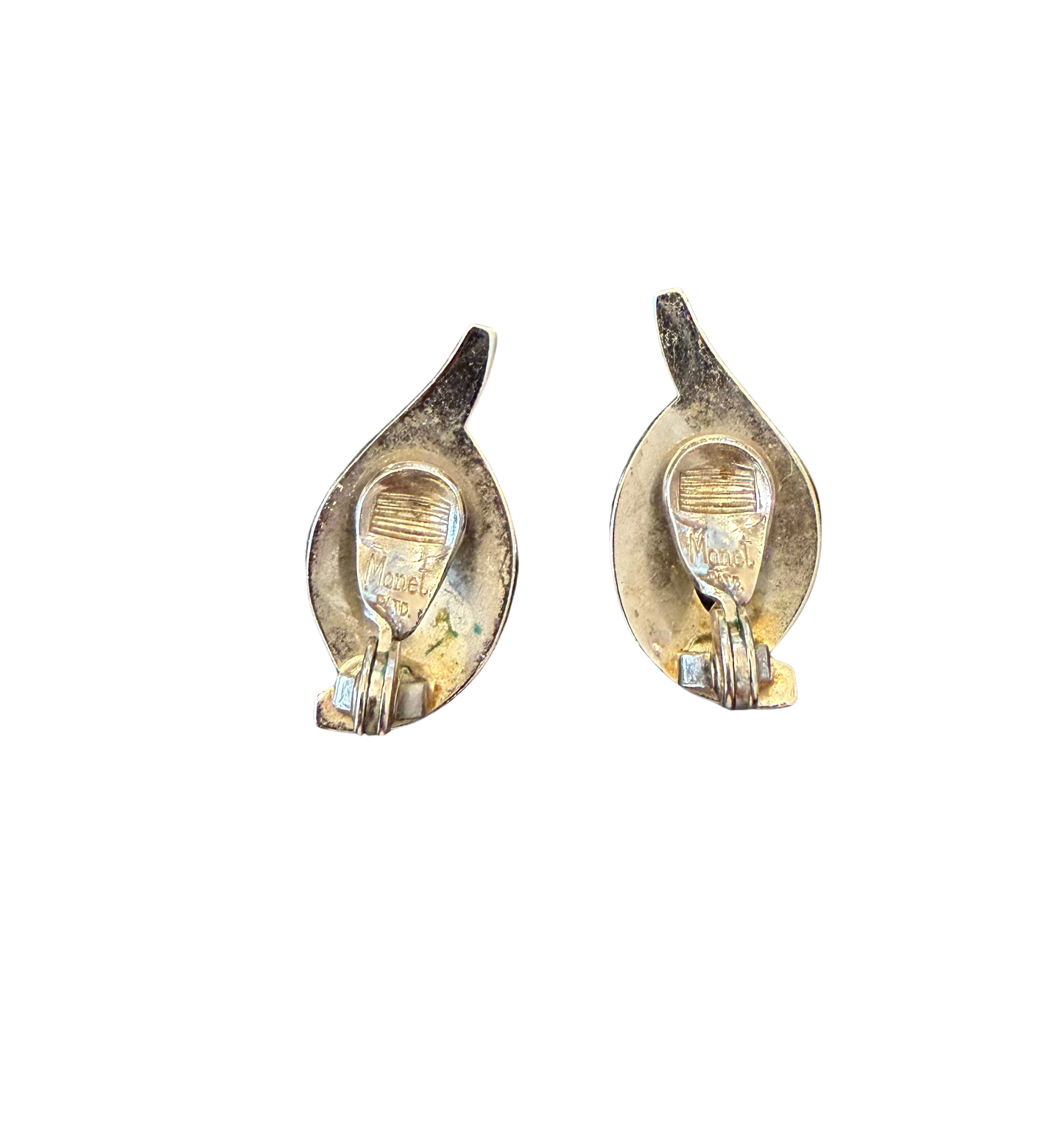 Vintage Monet Gold Textured Clip-On Earrings