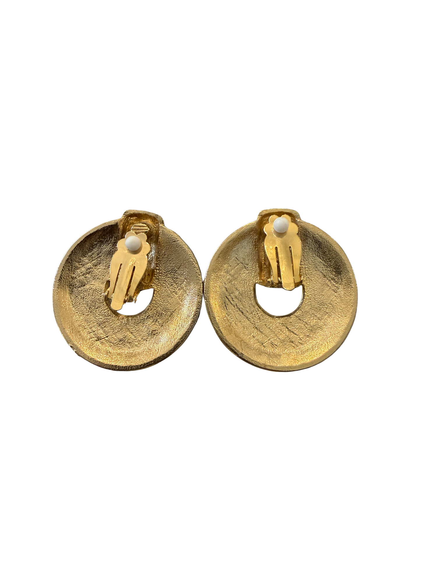 Vintage Black & Gold Sculptural Clip-On Earrings