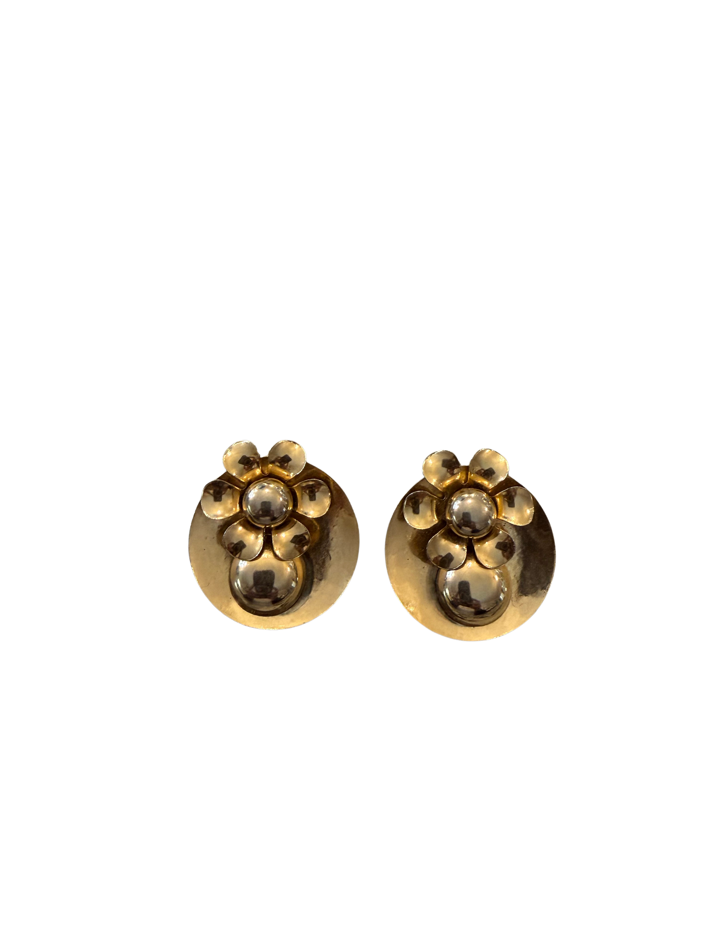 Vintage Gold Floral Clip-On Earrings